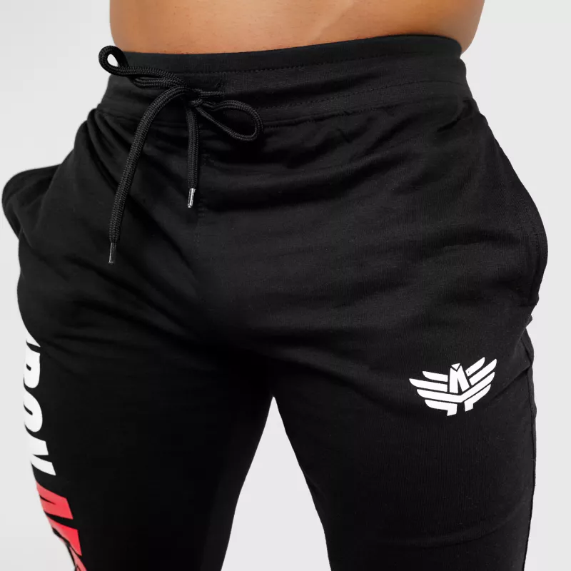 Pantaloni de trening Jogger Iron Aesthetics Vertical, negri-roșii - PRODUS DEFECT-6
