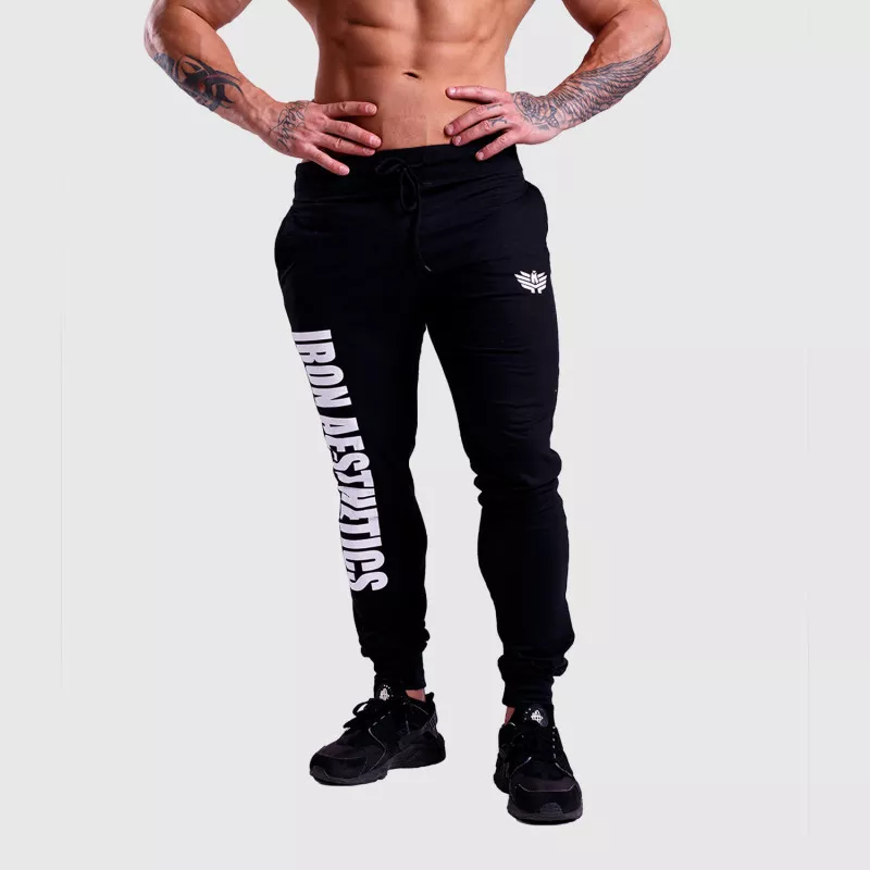 Pantaloni de trening Jogger Iron Aesthetics Vertical, negri-albi - PRODUS DEFECT-5
