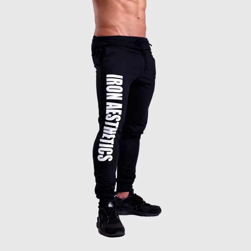 Pantaloni de trening Jogger Iron Aesthetics Vertical, negri-albi - PRODUS DEFECT-2