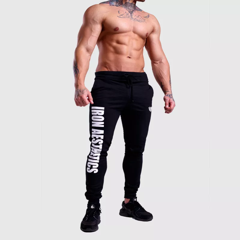 Pantaloni de trening Jogger Iron Aesthetics Vertical, negri-albi - PRODUS DEFECT-6