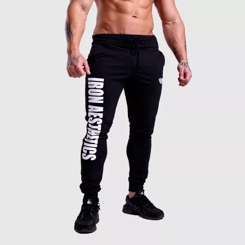 Pantaloni de trening Jogger Iron Aesthetics Vertical, negri-albi - PRODUS DEFECT