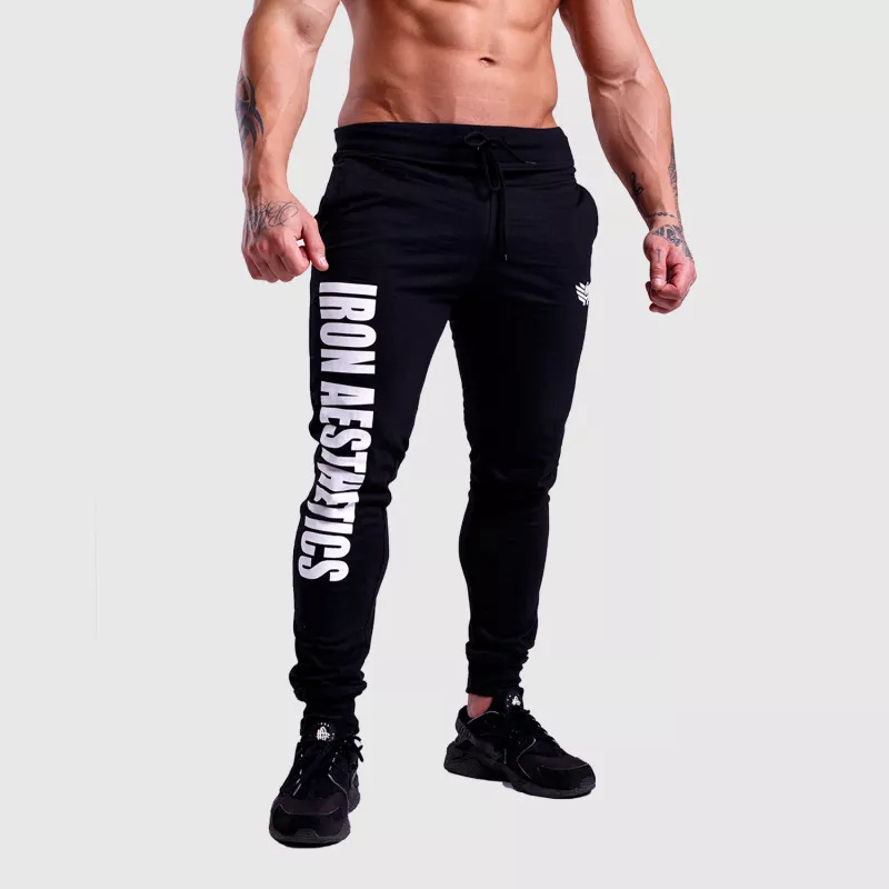 Pantaloni de trening Jogger Iron Aesthetics Vertical, negri-albi - PRODUS DEFECT-1