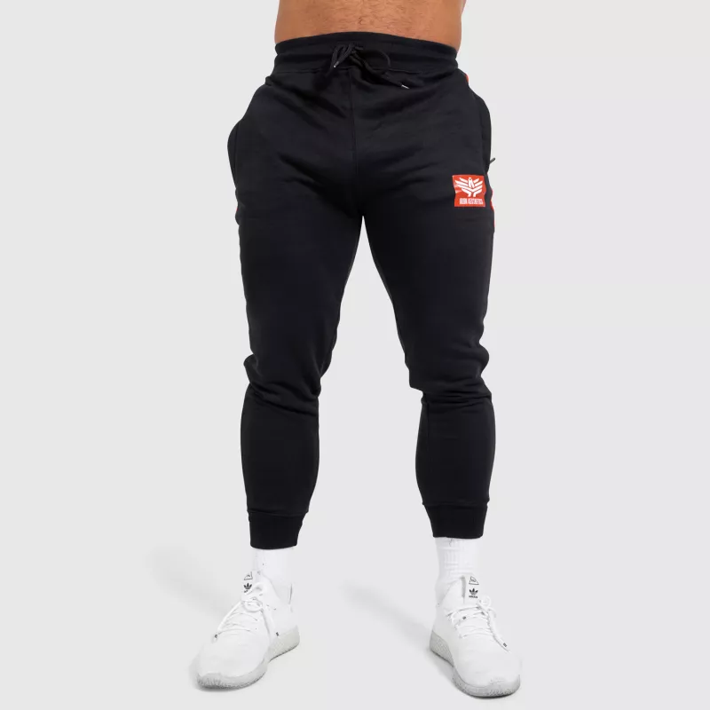 Pantaloni de trening Jogger Iron Aesthetics Tricolora, negri-3