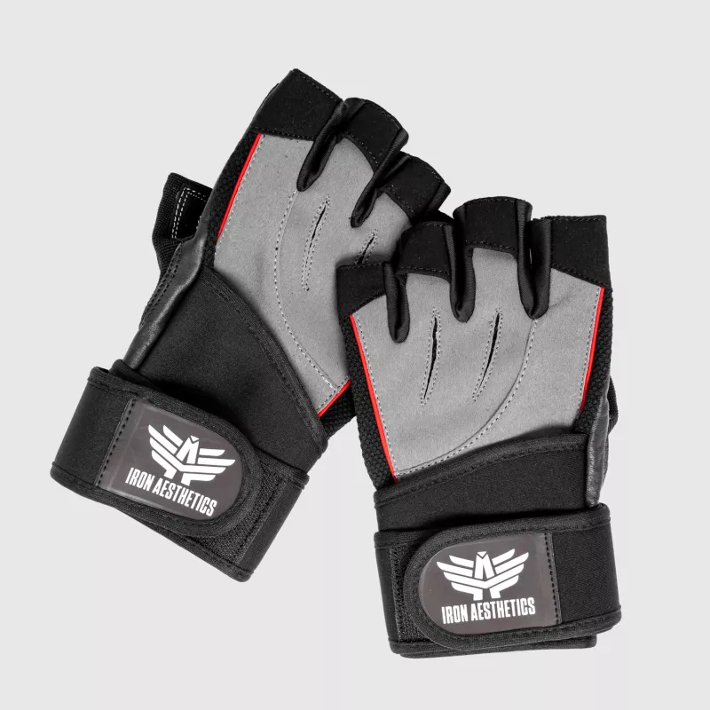 Mănuși fitness Iron Aesthetics Leather Beast, gri-1