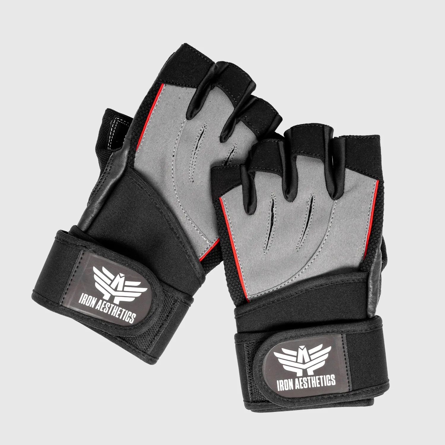 Mănuși fitness Iron Aesthetics Leather Beast, gri-1
