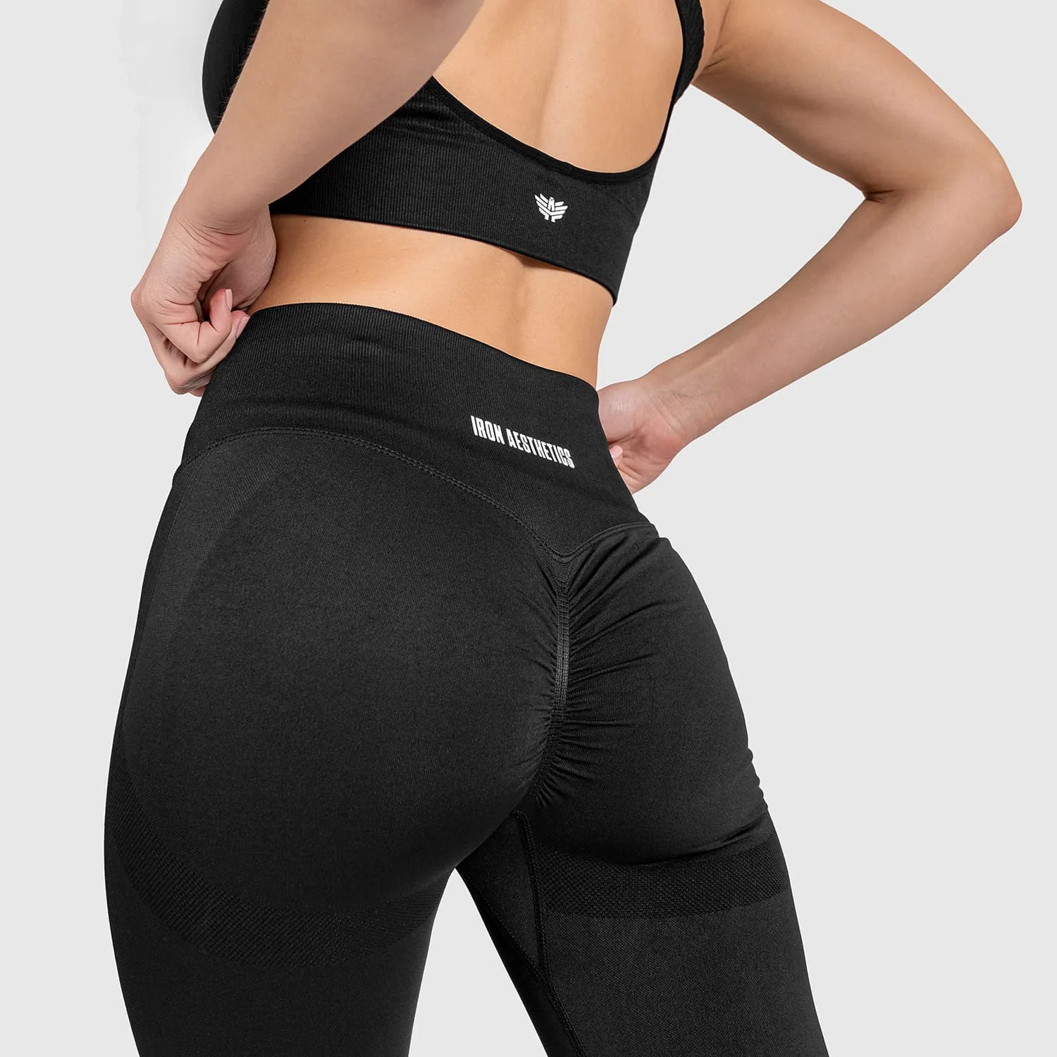 Colanți fără cusături Iron Aesthetics Seamless Butt, negri-1