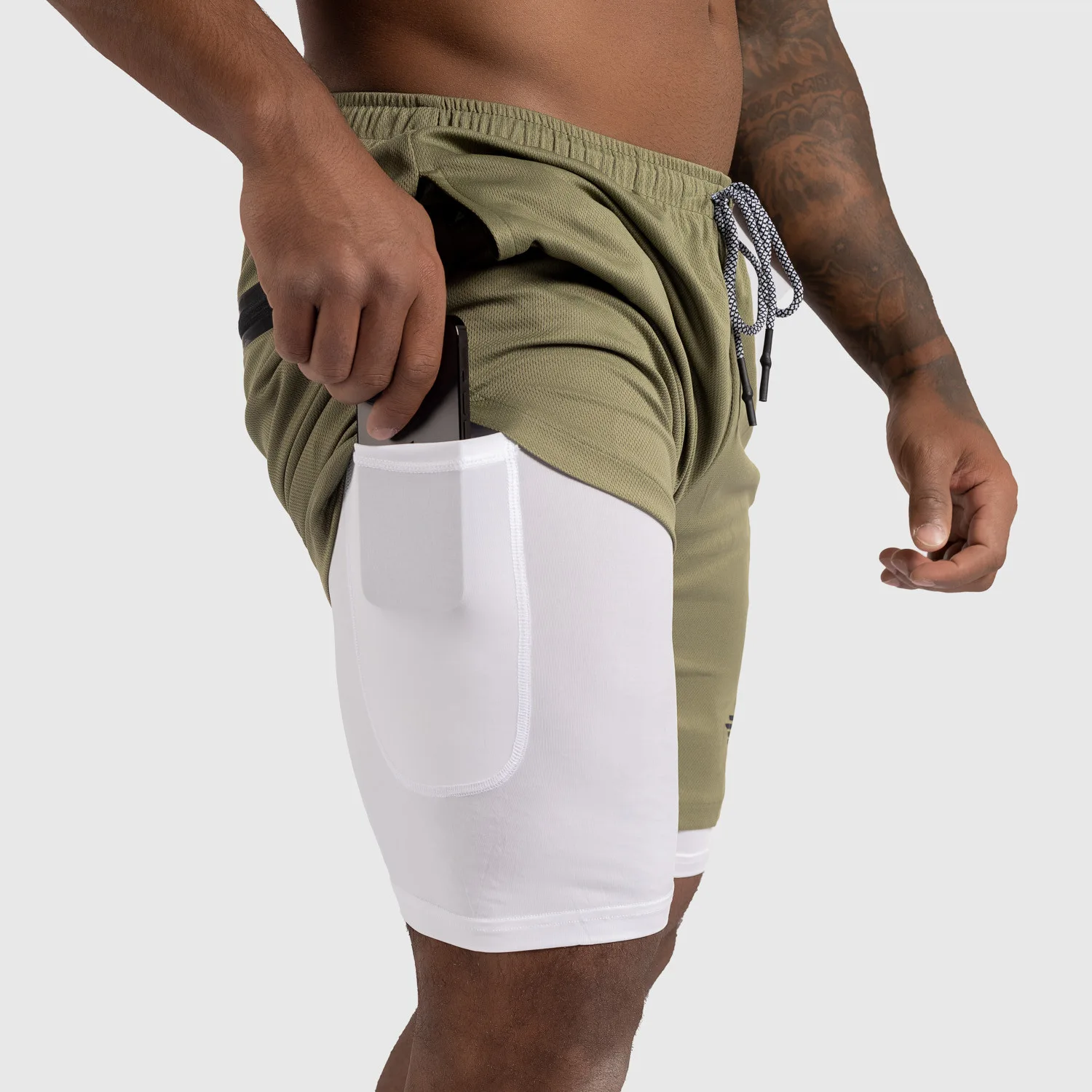 Șorturi funcționale Iron Aesthetics Stretch 2in1, verzi-1
