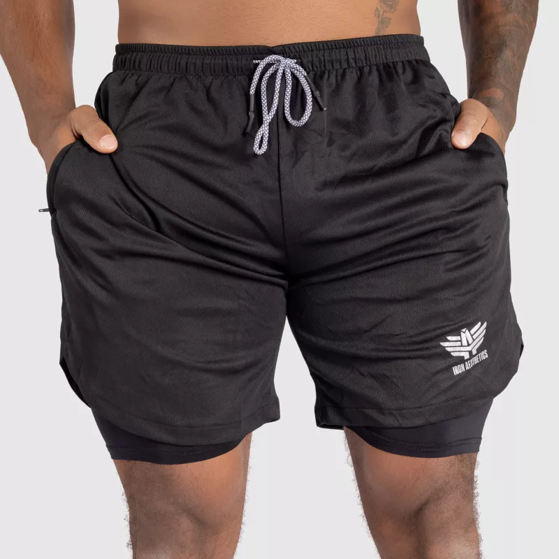 Șorturi Iron Aesthetics Stretch 2in1, negre-2