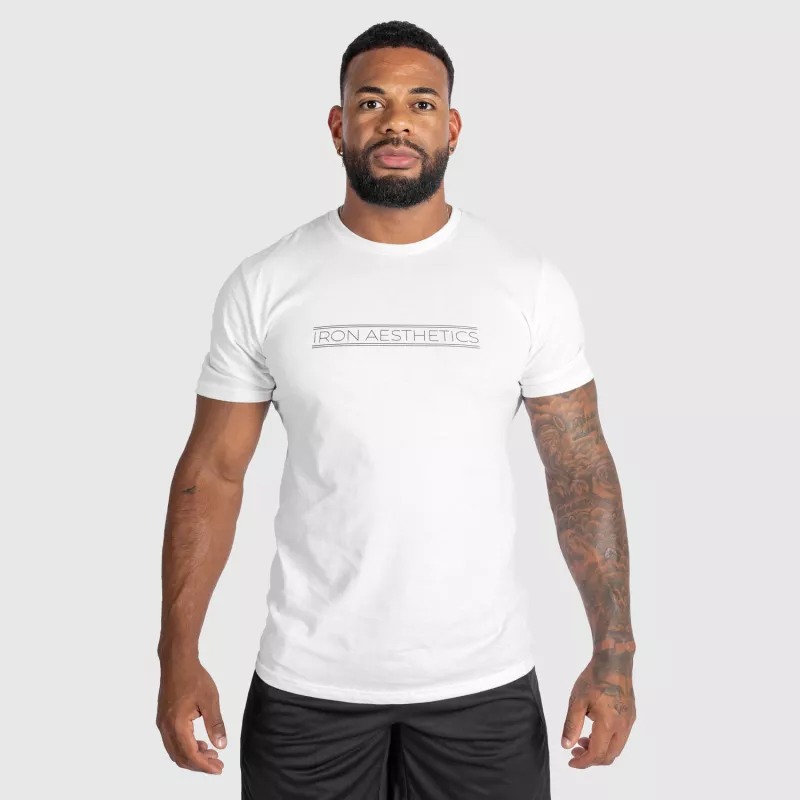 Tricou fitness pentru bărbați Iron Aesthetics Glam, alb-1