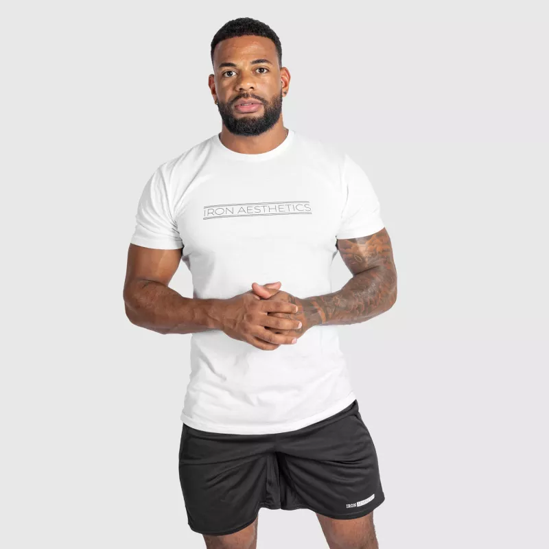 Tricou fitness pentru bărbați Iron Aesthetics Glam, alb-4