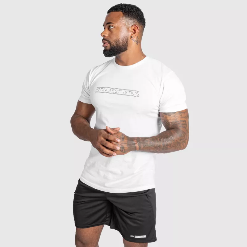 Tricou fitness pentru bărbați Iron Aesthetics Glam, alb-5