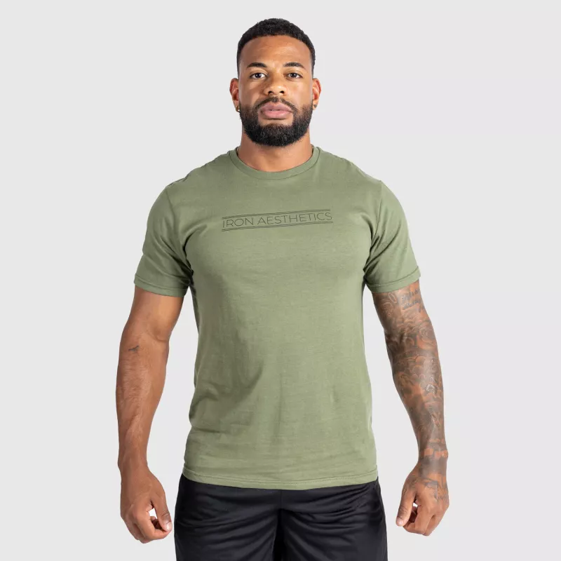 Tricou fitness pentru bărbați Iron Aesthetics Glam, verde armată-1