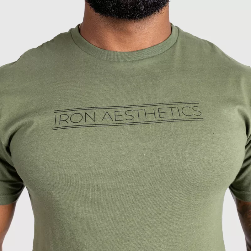 Tricou fitness pentru bărbați Iron Aesthetics Glam, verde armată-2