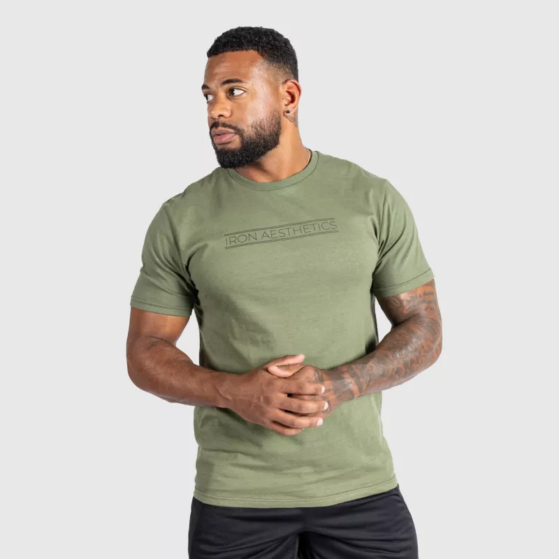 Tricou fitness pentru bărbați Iron Aesthetics Glam, verde armată-3