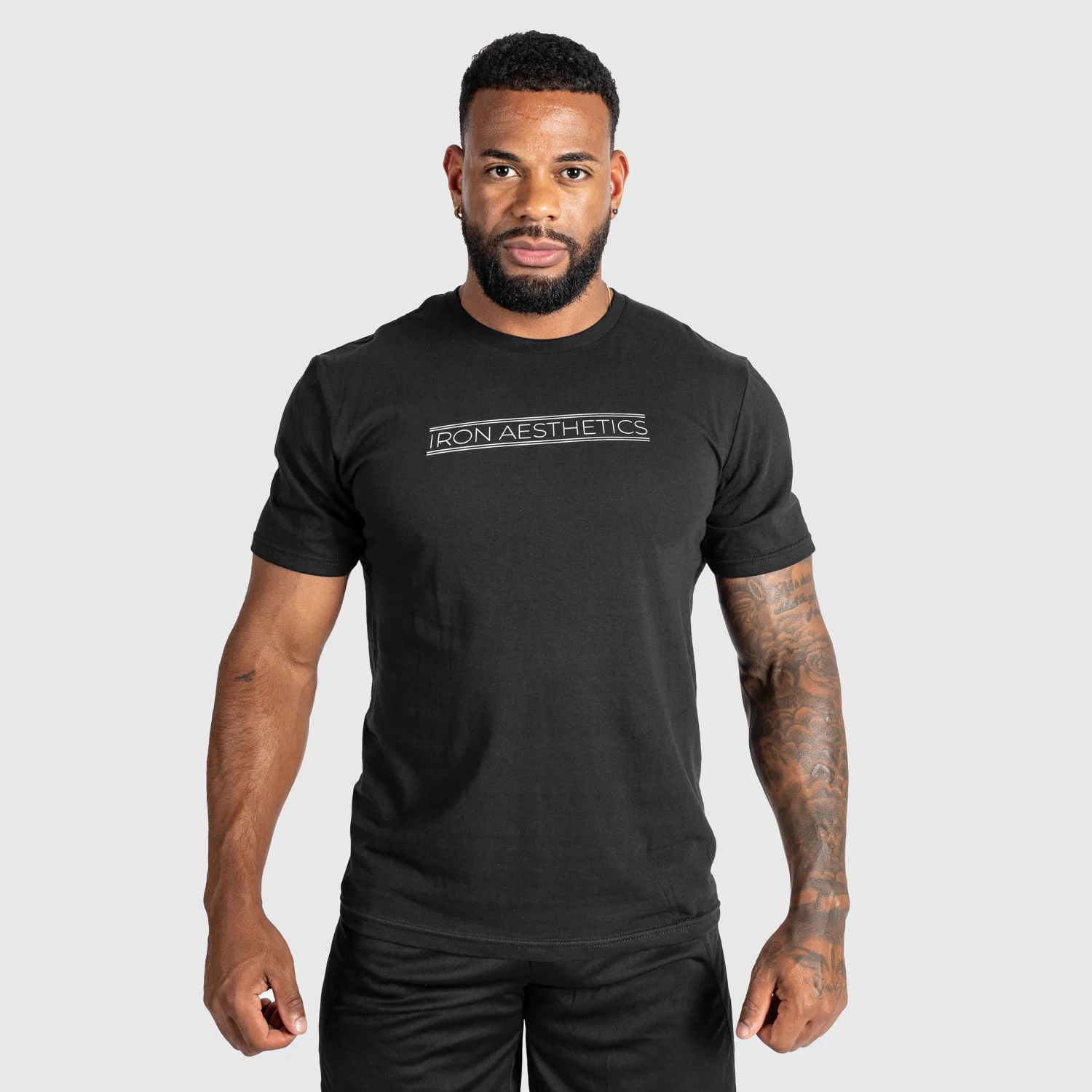 Tricou fitness pentru bărbați Iron Aesthetics Glam, negru-1