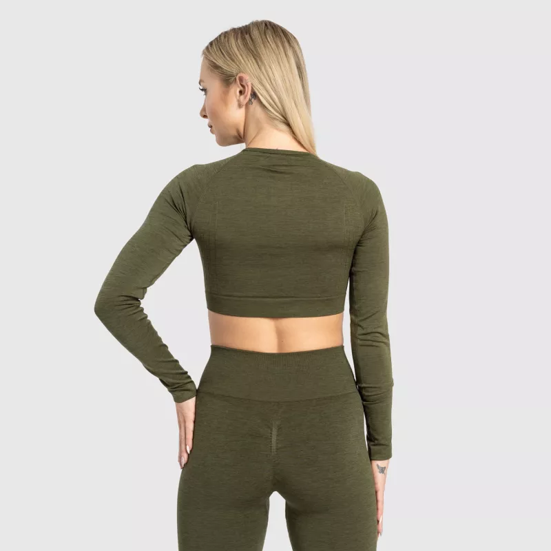 Crop top sport pentru damă Iron Aesthetics Solid, verde-3
