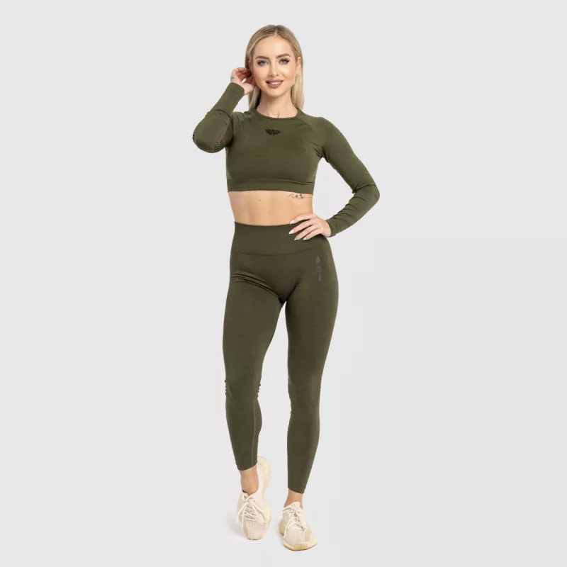Crop top sport pentru damă Iron Aesthetics Solid, verde-9