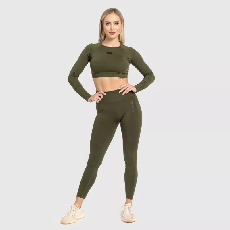 Crop top sport pentru damă Iron Aesthetics Solid, verde-10
