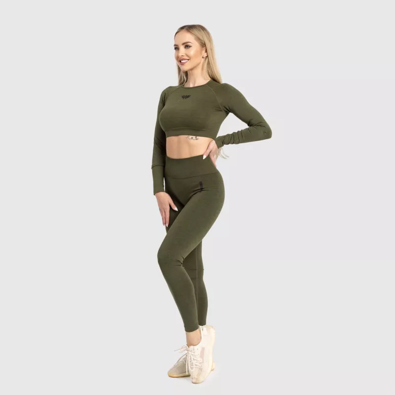 Crop top sport pentru damă Iron Aesthetics Solid, verde-11