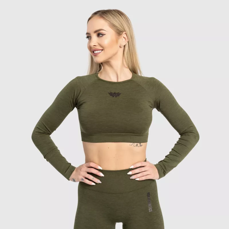 Crop top sport pentru damă Iron Aesthetics Solid, verde-6