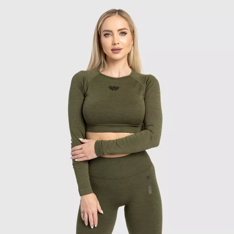 Crop top sport pentru damă Iron Aesthetics Solid, verde-5