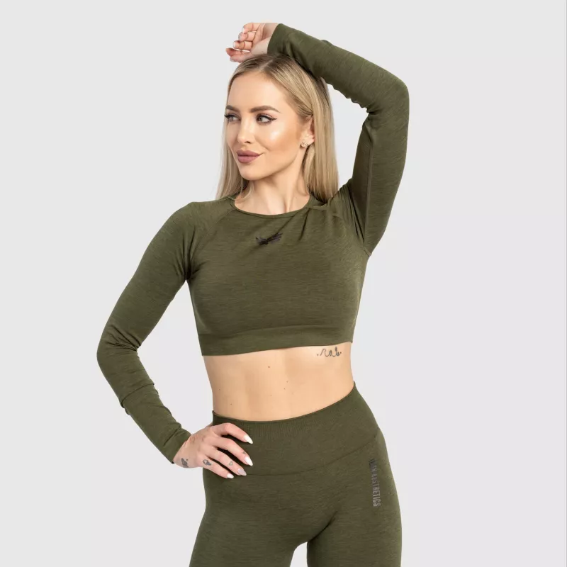Crop top sport pentru damă Iron Aesthetics Solid, verde-4