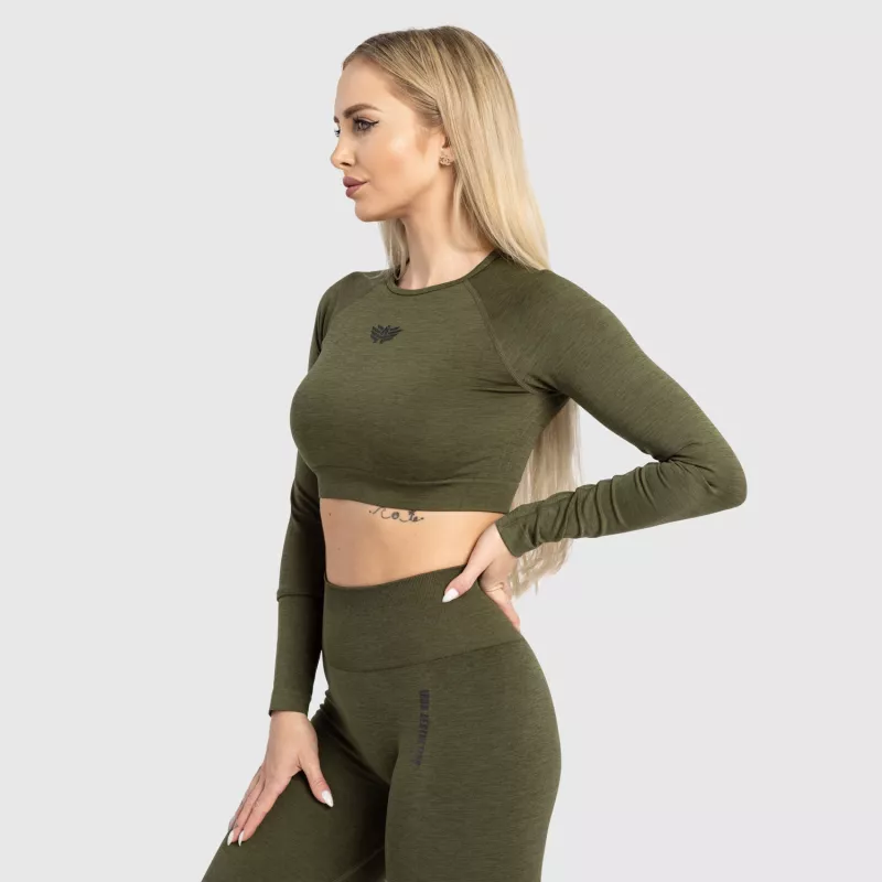 Crop top sport pentru damă Iron Aesthetics Solid, verde-1