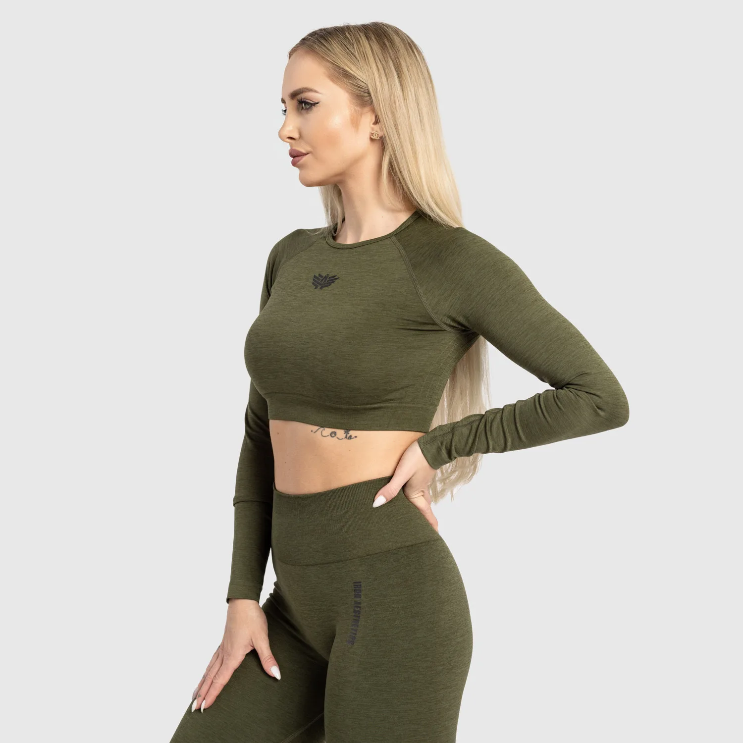 Crop top sport pentru damă Iron Aesthetics Solid, verde-1