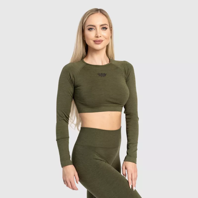 Crop top sport pentru damă Iron Aesthetics Solid, verde-2