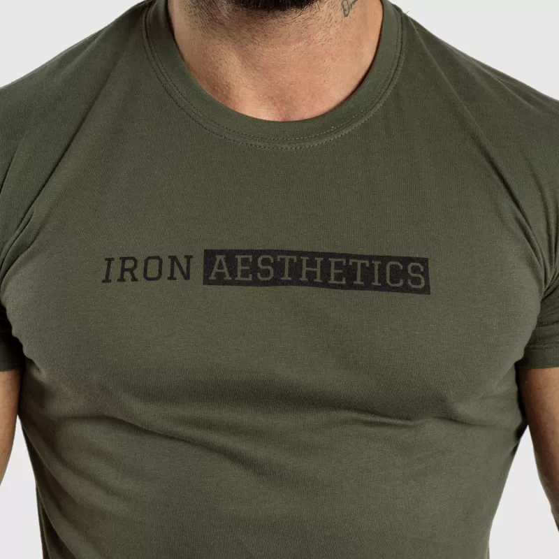 Tricou fitness bărbați Iron Aesthetics Gym, verde armată-5