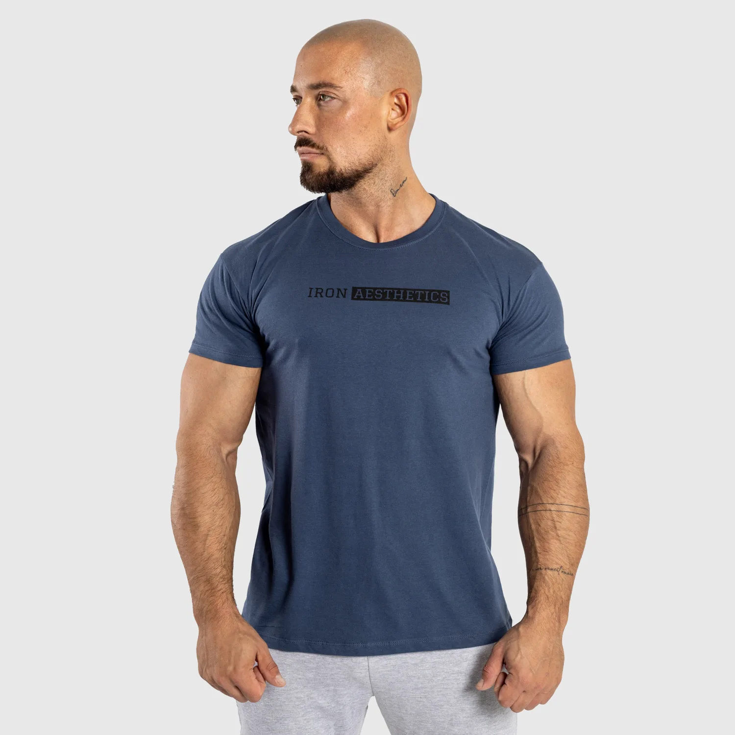 Tricou fitness bărbați Iron Aesthetics Gym, albastru-1